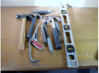 Aluminum Level, Hammers, Punches, Small Crowbar