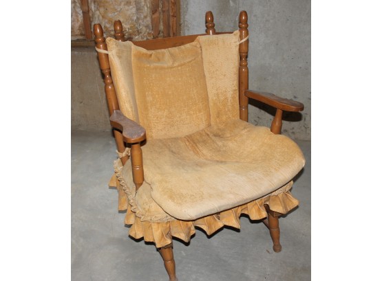 - Vintage Wood Chair Has Spring For Rocking- 33 In Tall