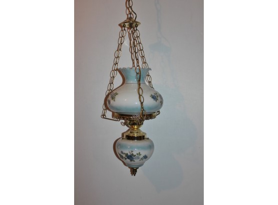 Beautiful Blue Rose Hanging Lamp Swag- Lamp Is 20 In Tall