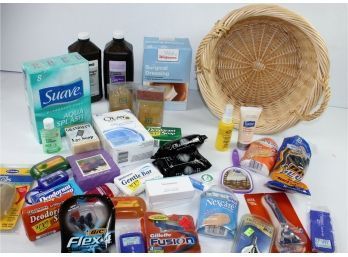 Basket With Soap And Toiletries-razors, Band-Aids