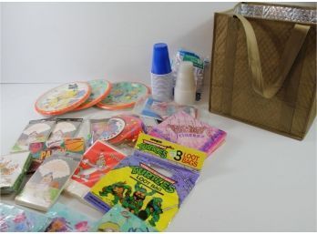 Insulated Bag With Party Supplies, Plastic Ware Etc