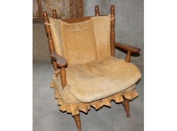 - Vintage Wood Chair Has Spring For Rocking- 33 In Tall