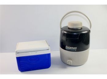 Coleman 2 Gallon Water Jug Steel-belted And Coleman Small Cooler To Hold A Six Pack