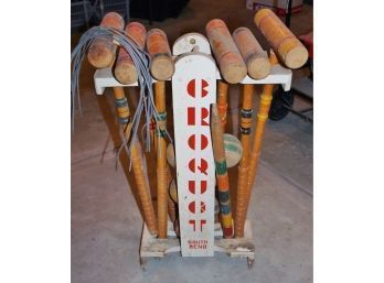 Vintage Croquet Set- Missing One End Stake