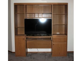 Large Computer Desk-one Drawer Has Hanging Files-  6 Ft Tall 71 Inch Wide X 15.5 Deep- TV Not Included