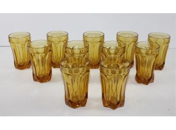11 Vintage Anchor Hocking Amber Glasses-5 In Tall