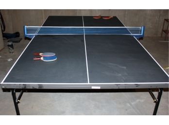 Harvard Ping Pong Table In Nice Shape With Net And Four Paddles- Folds Up Nicely