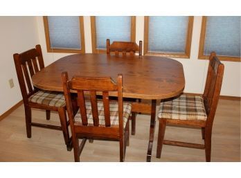 Dining Room Table-48 X 35.5 With Four Chairs, Formica Table Top-wood Chairs With Cloth Seats