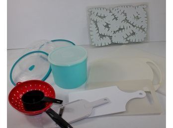 Multiple Cutting Boards, Strainer, Slicer, Miscellaneous Covered Plastic Bowls
