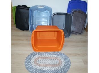 Random Totes And Lids-none Match And Small Braided Rug