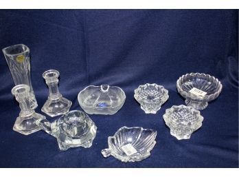 Miscellaneous Glass-candle Holders, Lead Crystal D Arques Vase, Some Mikasa Pieces