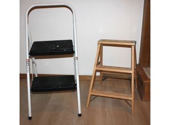 Cosco Two Step Stool And Small 2-Step Wood Ladder 22 In Tall