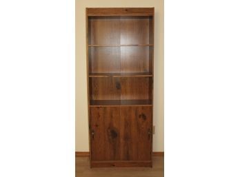 Shelving Unit 6 Ft Tall, 28.5 W, 12 In D , Particle Board Three Open Shelves, Two Shelves Behind Door