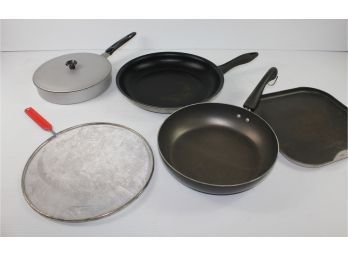 Miscellaneous Cookware, 2 Nonstick Skillets, Griddle - Missing Handle