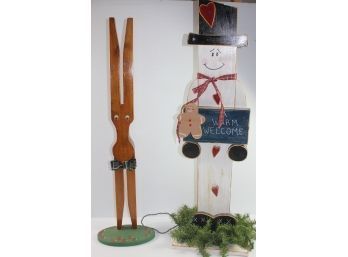 2 Wooden Christmas Yard Decorations 36 And 38 In Tall- Need Noses