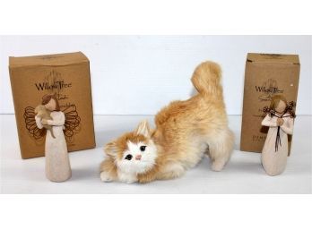 2 Willow Tree Figurines-angel Of Friendship And Friendship , Soft Realistic Feeling Cat