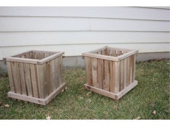 2 Wood Planter Boxes 15 X 15 X 15 Tall