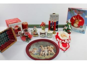 Miscellaneous Christmas Lot 2- Battery Operated Candles, Rudolph Shines Again Book, Wrapping Paper