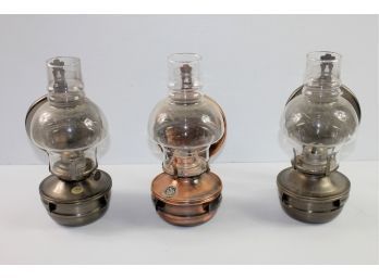 3 Kerosene Lamps With Reflectors- One Is A Lamplight Farms