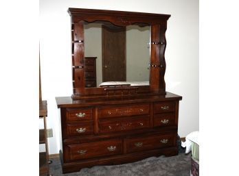 8 Drawer Dresser With Mirror With Small Shelves-5 Ft X 17.75 X 31.5 Tall - Mirror Unit Is 40.5 In Tall And 7.5