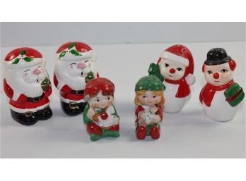 Three Sets Of Christmas Salt And Pepper Shakers