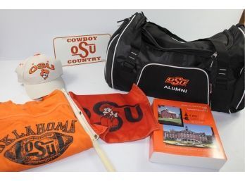 OSU Lot - Nice Large Duffle Bag, 2 Hats, Shirt, Sm Vehicle Flag, Car Tag, Alumni Book