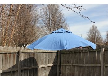 Patio Table Solid Blue Umbrella - Folds Out Nicely