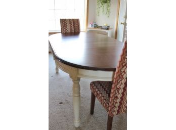 Nice Wood Table With Two Leaves, Pads & 2 Captain Chairs- Extended 75 X 41- Without Leaves 51 X 41