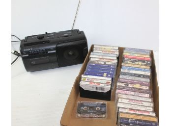 Sony Radio Cassette Recorder And Lots Of Cassettes
