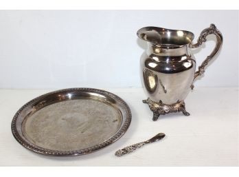 Oneida Pitcher, Platter, And Small Knife