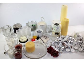 Candle Lot, Warmers, Tea Lights, Glass Holders, Battery Operated Plate