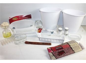 Bath Accessory Lot-two Trash Cans, Organizers, Command Strip, Shower Caddy, Incense Sticks