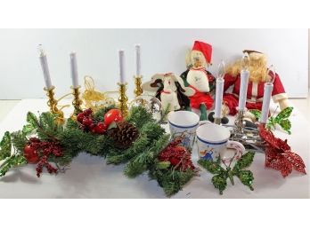Christmas Lot-4 Gold Electric Candlesticks, Set Of Three Electric Candlesticks, See Description