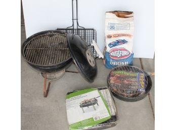 Grilling Lot-small Weber Charcoal Grill, Nice Cooking Rack, Two New Table Top Grill Sets