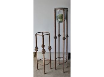 2 Metal Decorative Candle Holders One Is Missing Glass-1 At 35 In Tall And Other 55 In Tall