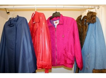 4 Women's Outerwear-small Denim And Company Fur-lined, Medium Red Big Chill Vinyls,