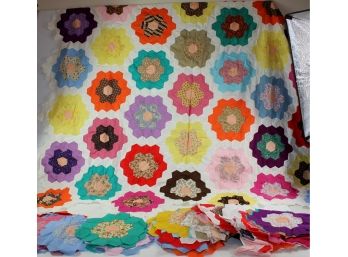 Vintage Quilt Piece-most Of The Work Is Already Done Quilters! Hand-sewn