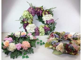 Three Spring Colored Wreaths 16 To 18 In Diameter
