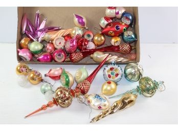 Beautiful Mostly Glass Ornaments, Nice Variety, Some Vintage