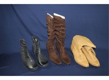 3 Pairs Of Boots-size 9 George Tall Boot,  Size 42 Naot Short Boot, Dingo Cowboy Size 9