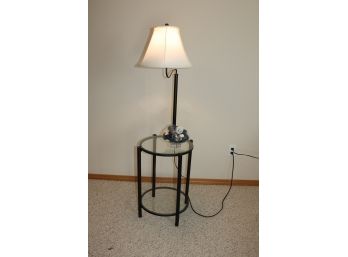 Side Table With Attached Lamp 22 Inch Tall Table-53 In Tall To Lamp- Decorative Glass Bowl