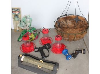 2 Plant Holders, Thermometer, Hummingbird Feeders, Sprinkler, Sprayers
