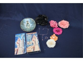 Bradford Exchange Our Lady Of Lourdes Plate, Necklace And Earring Set, Miscellaneous Pins