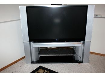 Toshiba Television 52 In Integrated HD DLP Projection On Nice Stand With Two Shelves And Remote