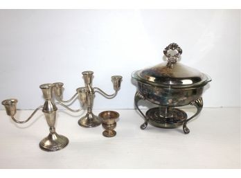 2 Weighted Candelabras Vintage Duchin Creation, Sterling Weighted Small Goblet Or Toothpick Holder