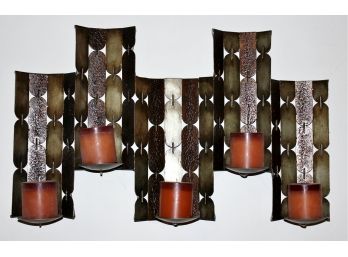 Metal Wall Hanging 5 Candle Holder - 27.5 W X 16.5 Tall
