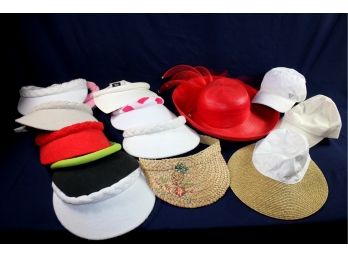 Hat Lot-beautiful Red And Lots Of Visors