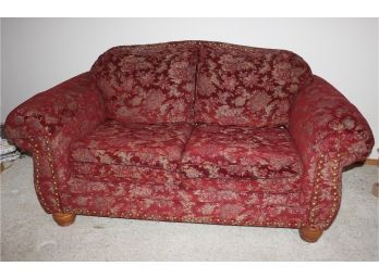 Large Heavy Burgundy Floral Couch 6ft Wide X 40 In Deep Cross Creek Furniture Company