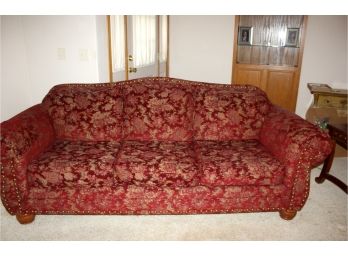 Large Heavy Burgundy Floral Couch 8 Ft Wide X 40 Inch Deep-Cross Creek Furniture Company