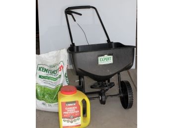 Expert Gardener Fertilized Spreader With Small Bag Of Seed  & Weed Preventer